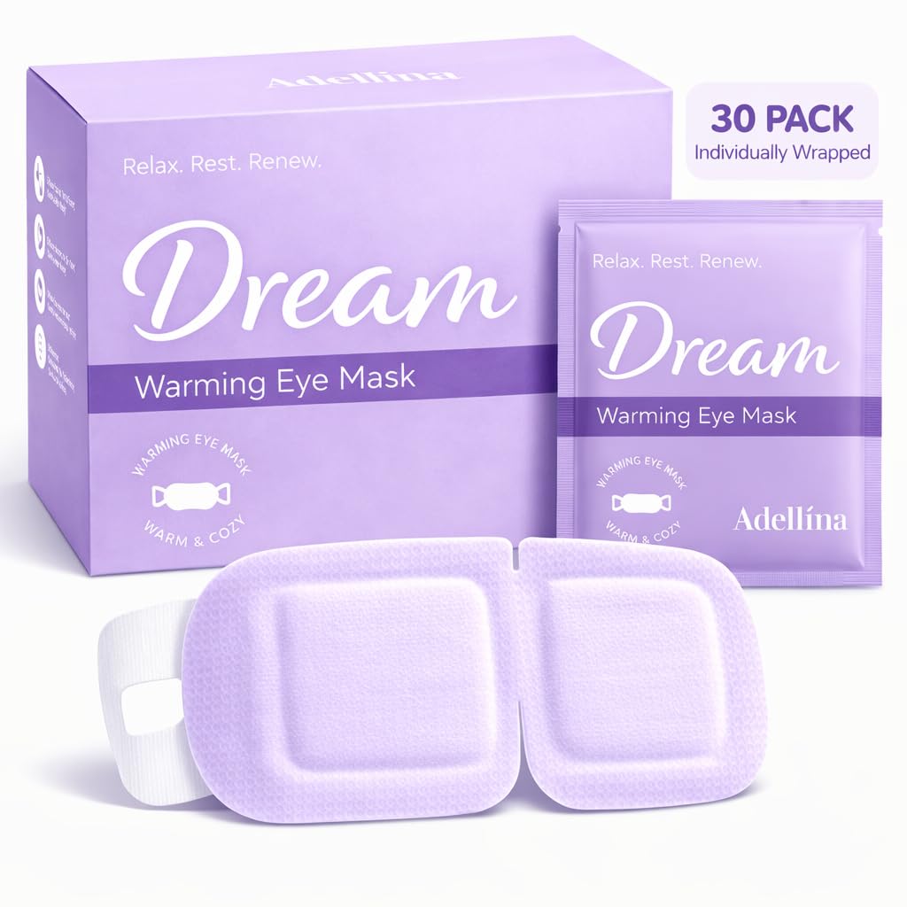 Steam Eye Mask 30 Pack – Self Heating Warm Compress for Dry Eyes & Puffy Eyes, Lavender Heated Eye Mask for Sleep & Relaxation, Disposable for Eye Strain & Travel (Purple)