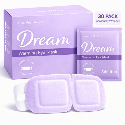 Steam Eye Mask 30 Pack – Self Heating Warm Compress for Dry Eyes & Puffy Eyes, Lavender Heated Eye Mask for Sleep & Relaxation, Disposable for Eye Strain & Travel (Purple)