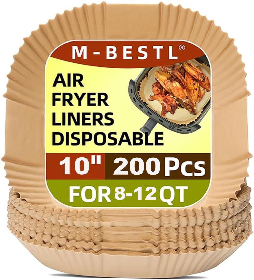 7.5 Inch Air Fryer Parchment Paper Liners Square,150 Pcs Non-stick &Oil-proof Air Fryer Liners Disposable for 2-5 QT Frying,Baking,Roast