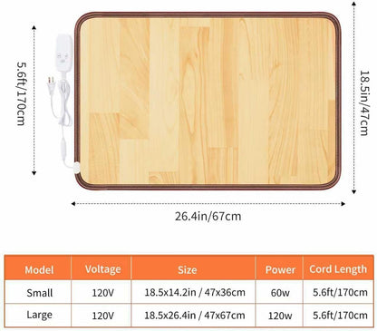 Heated Floor Mat, Foot Warmer Under Desk, Feet Heating Pad with 10 Heat Settings and Timer, Fast Heating for Office, Home, Study Play Room 120V 60W 18.5x14.2 inch SZ