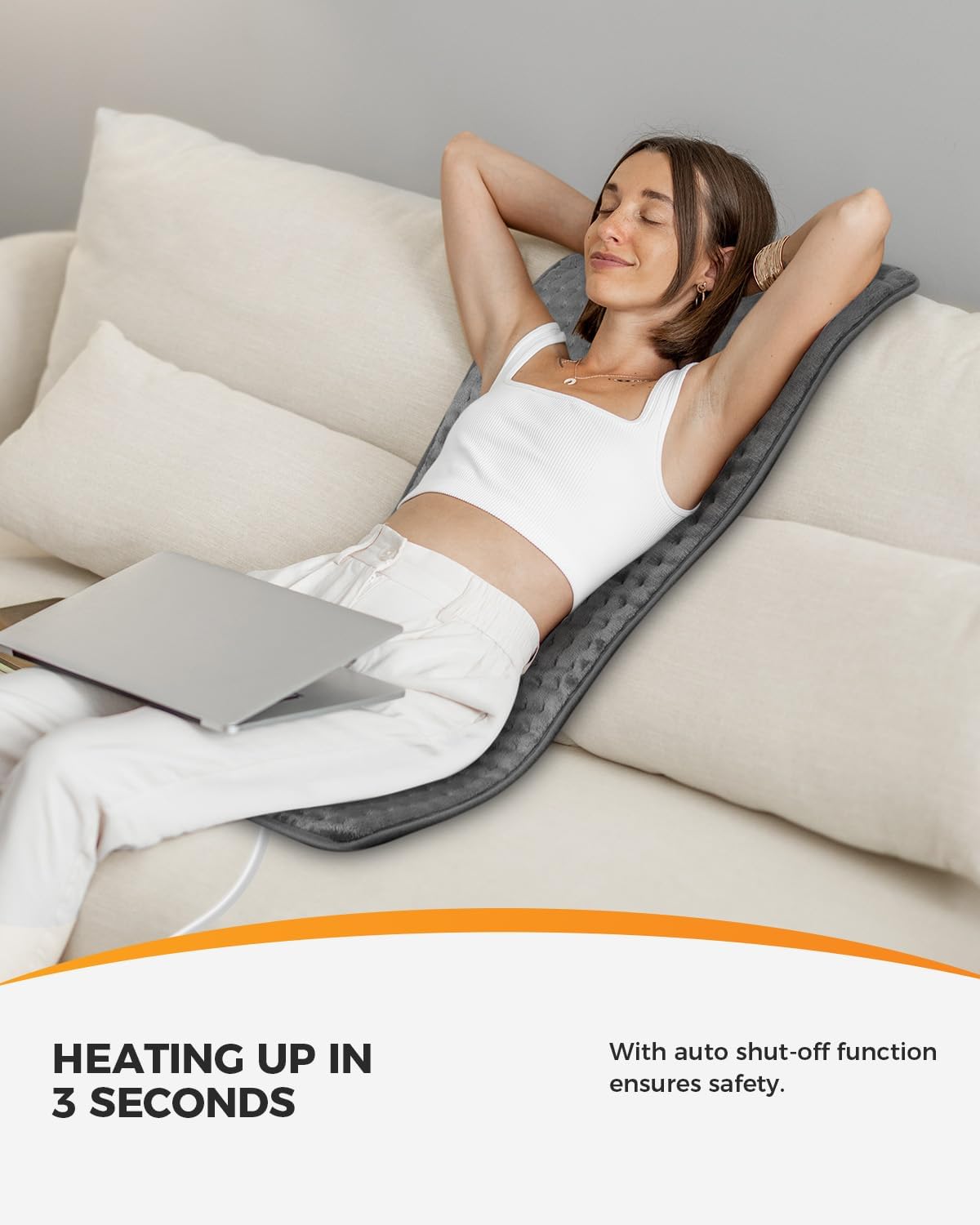 CooCoCo FSA Eligible HSA Hip Heating Pad for Hip and Sciatica Pain Relief | Heated hip brace, 6 heat levels, 4 timers, adjustable wearable fit, soft plush lining for hip, thigh, buttock and lower back