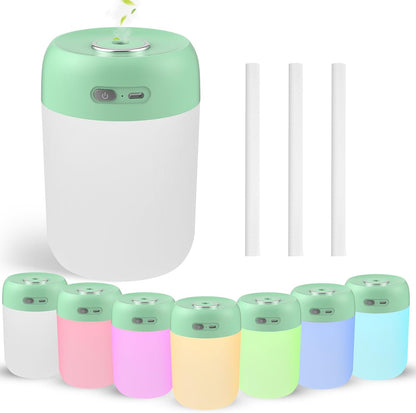 Portable Small Humidifier, 650ml Plant Humidifier, Blue | 7 Colors&Warm Light, Mini Humidifiers for Plants, Bedroom, Office, Dsektop