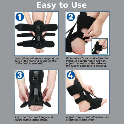Plantar Fasciitis Night Splint, Adjustable Foot Drop Brace for Achilles Tendon Support, Sleeping Stretch Boot for Heel Pain Relief, Soft Day Night Ankle Support for Men Women (1PC-Black)