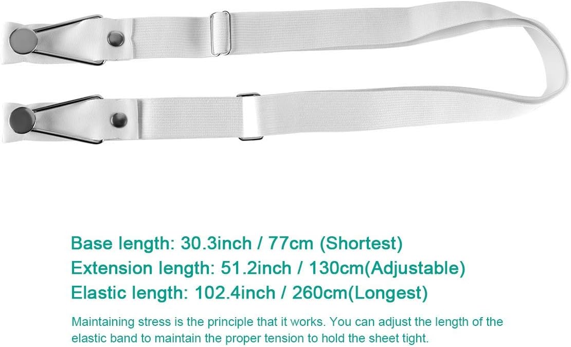 Bed Sheet Holder Straps- Adjustable Fitted Sheet Clips Bed Sheet Fastener Suspenders Elastic Gripper Holder Used for Bed Sheets,Mattress Covers, Sofa Cushion(Set of 4)