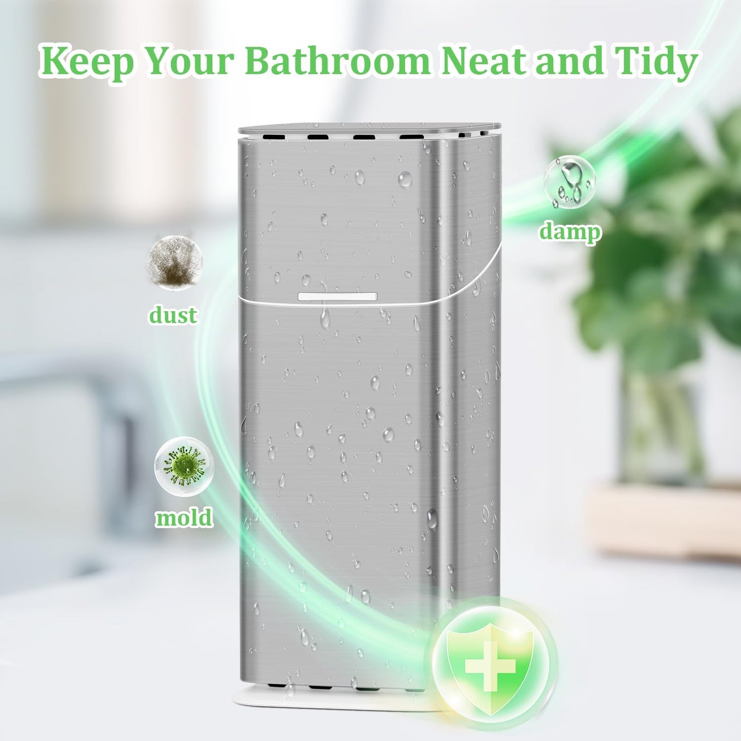 GFWARE Electric Toothbrush Holder with Cover, Ventilated & Drainage, Silver | Detachable 5 Slots Bathroom Organizer for Toothbrush & Toothpaste, Waterproof & Dustproof, Electric Toothbrushes Under 10 In