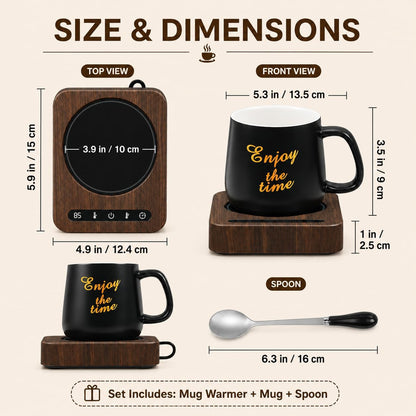 Mug Warmer Set - Coffee Mug Warmer for Desk with Temperature Display, 1-12Hour Auto Shut Off, Cup Warmer with Mug - Ideal Coffee Gifts for Heating Coffee, Beverages, Milk, Tea and Hot Chocolate.