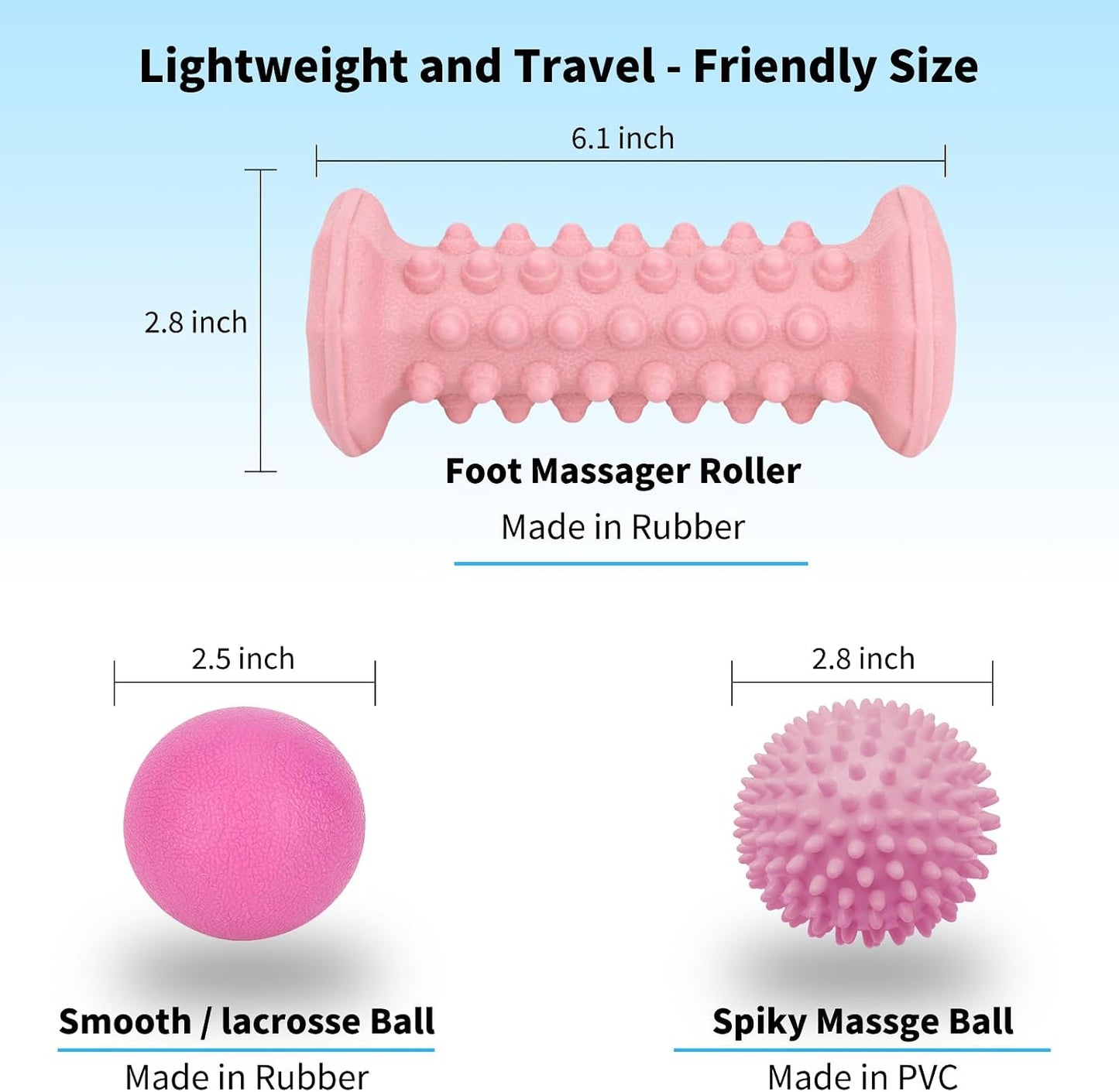 Foot Massager Roller Set for Plantar Fasciitis, Arch and Heel Pain Relief | Includes Foot Roller, lacrosse and spiky massage balls for deep tissue trigger point muscle therapy and neuropathy relief
