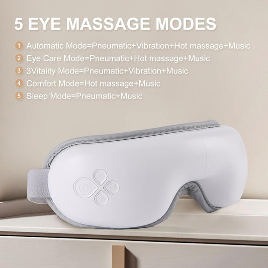 LAOBEN Eye Massager with Heat, Cordless Heated Eye Mask for Improve Sleep, Dry Eyes and migraines Relief, Reduce Strain for Plane, Travel and Office, Birthday Gifts for Women Men Mom Dad