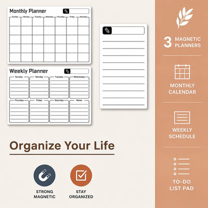 16.7"x12" Magnetic Calendar for Refrigerator,Dry Erase Calendar | 3Pcs,Monthly Weekly Daily Dry Erase Calendar Planner Set,Planning Board for Family & Office