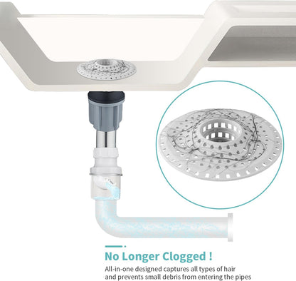 Aluvor Bathtub Drain Hair Catcher,Silicone Tub Hair Catcher Drain Protector | Collapsible Shower Hair Drain Catcher Strainer for 1.48'' to 1.76'' Flat Regular Drains, 3PCS/Grayish-White