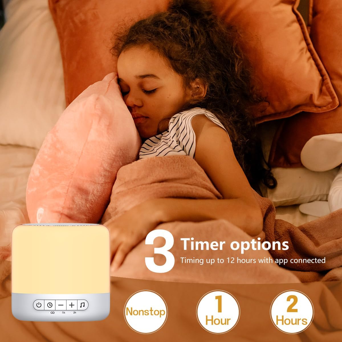 Easysleep White Noise Sound Machine with 30 Sounds 12 Night Light 32 Volume 3 Timers Portable Sleep Sound Machine for Office Travel Noise Canceling Lullaby & Rain Sound for Baby Kids Adults