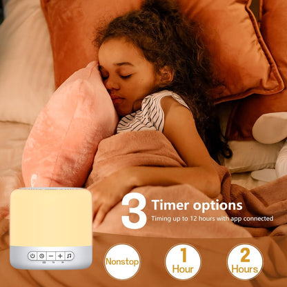 Easysleep White Noise Sound Machine with 30 Sounds 12 Night Light 32 Volume 3 Timers Portable Sleep Sound Machine for Office Travel Noise Canceling Lullaby & Rain Sound for Baby Kids Adults