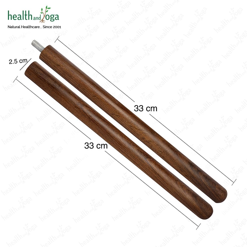 HealthAndYoga™ StretchNHeal Collapsible Multi-Use Wooden Yoga Stick - Regular and XL - Portable Posture Corrector Pole, Stretch Mobility Stick, Physical Workout Exercise Dowel