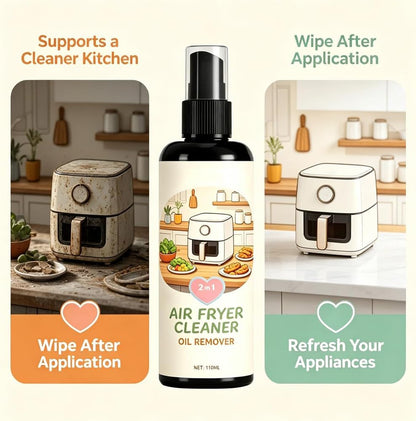 2-in-1 Air Fryer Cleaner and Degreaser Spray, Fast-Acting (1PCS) | Fast and Powerful Oil-Removing Spray, Instantly Dissolves Baked-On Grease, For Air Fryer Baskets, Racks, And Trays
