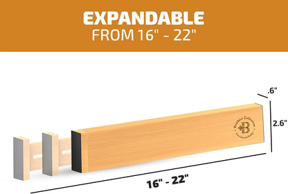 4-Pack Drawer Dividers 2.6-Inch High Dresser Organizer 16 to 22 Inch, Black | Bamboo, Spring Loaded, No Tools Needed, Fits Wide Drawers for Socks, Clothes, Utensils, Bedroom, Bathroom, Kitchen, Office