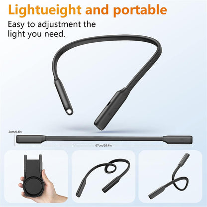 Book Light LED Neck Reading Light,Bendable Rechargeable Book Light for Reading in Bed,Eye Friendly - 3 Colors & 3 Brightness Levels Perfect for Bookworms Kids Crafts Knitting Travel (White)
