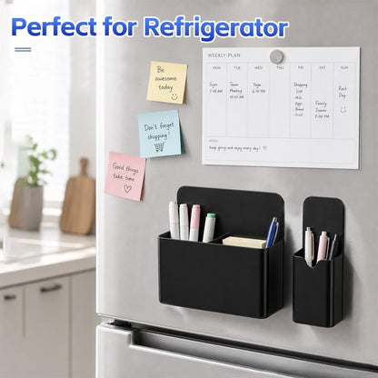 Magnetic Pen Holder, 2 Pack Magnetic Dry Erase Marker Holder, Black Strong Magnetic Marker Holder Pen Pencil Organizer for Whiteboard, Refrigerator, Office, Locker Accessories, Classroom Must Haves
