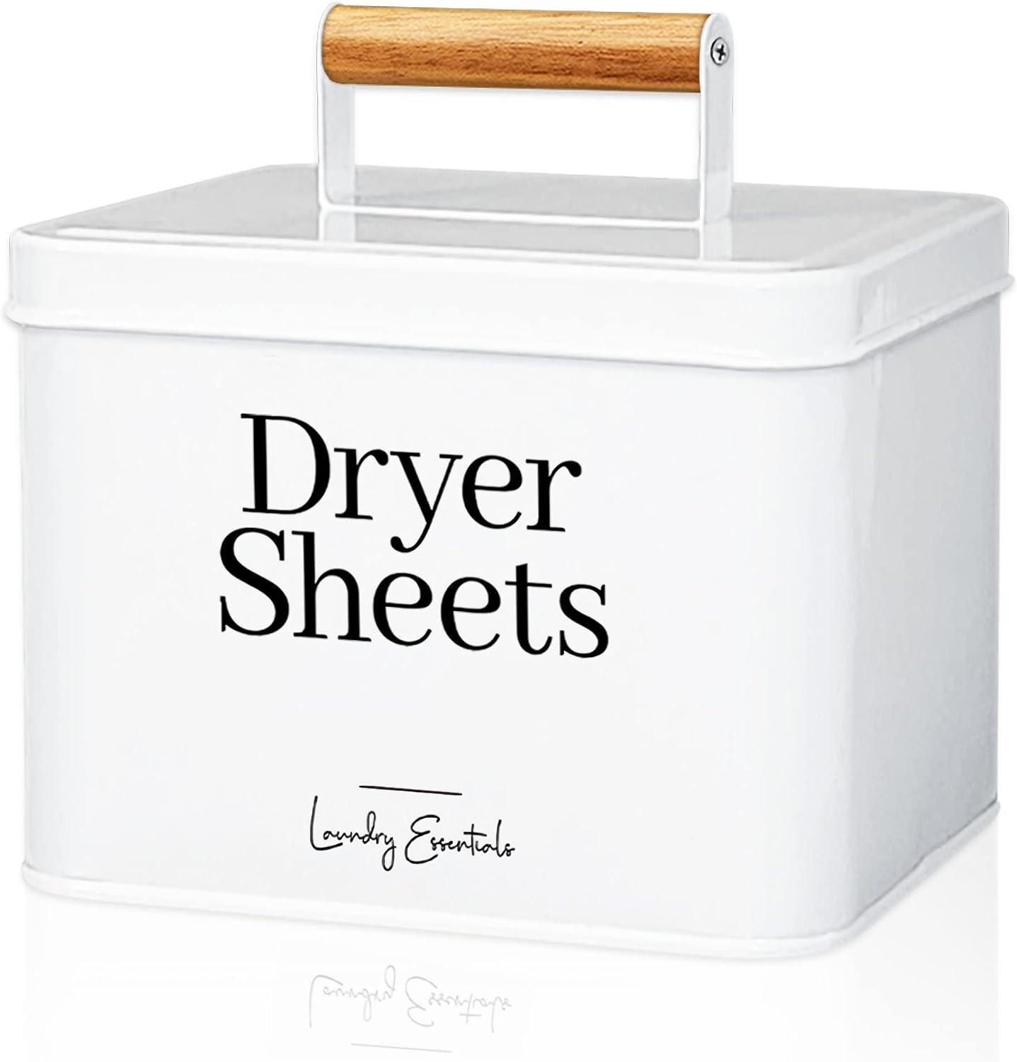 Modern Farmhouse Lint Bin for Laundry Room Decor and Accessories (White) | Metal Lint Bin for Laundry Decor and Laundry Room Organization, Laundry Trash Can, Lint Holder Bin
