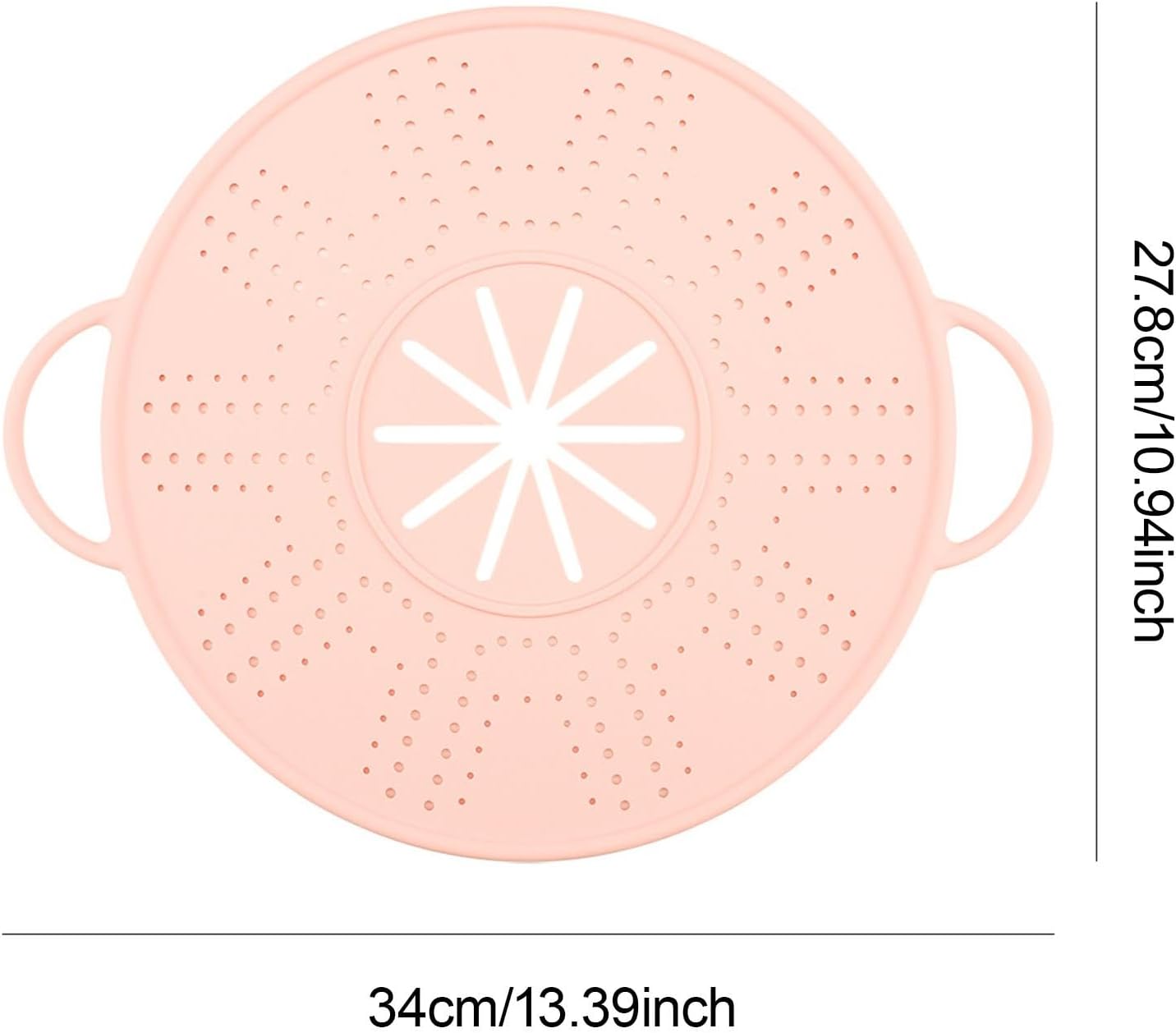 Silicone Spill Stopper Lid, 10.94 in Heat Resistant Splatter Screen with Double Handles for Boil-Over Prevention, Black