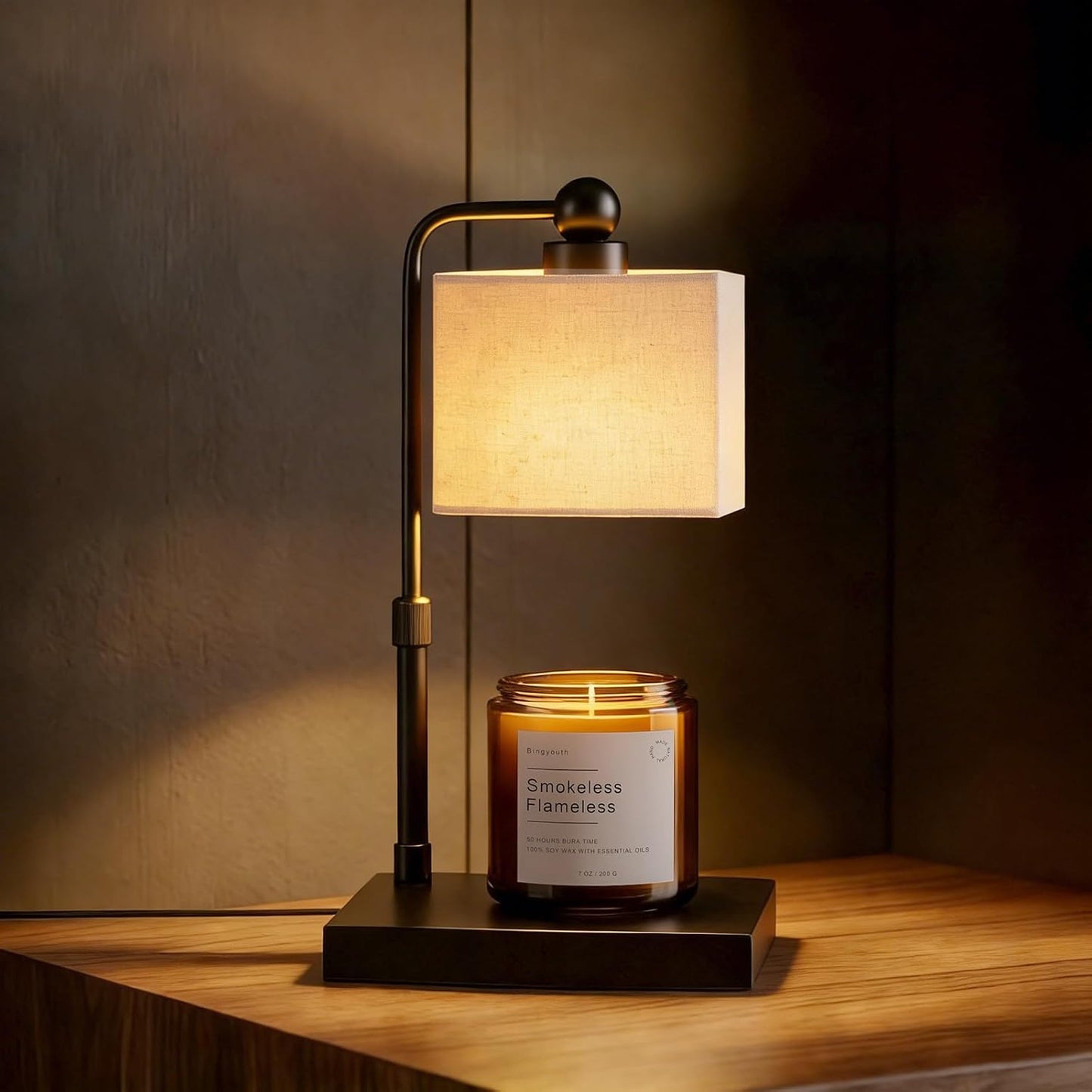 Candle Warmer Lamp with Timer, Best House Warming Gift, Height Adjustable & Dimmable Electric Candle Warmer Lamp, Includes 2 Bulbs, Birthday Gift for Women, Mom, Housewarming - Flaxen