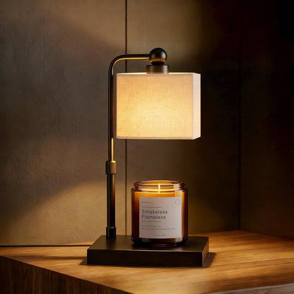 Candle Warmer Lamp with Timer, Best House Warming Gift, Height Adjustable & Dimmable Electric Candle Warmer Lamp, Includes 2 Bulbs, Birthday Gift for Women, Mom, Housewarming - Flaxen