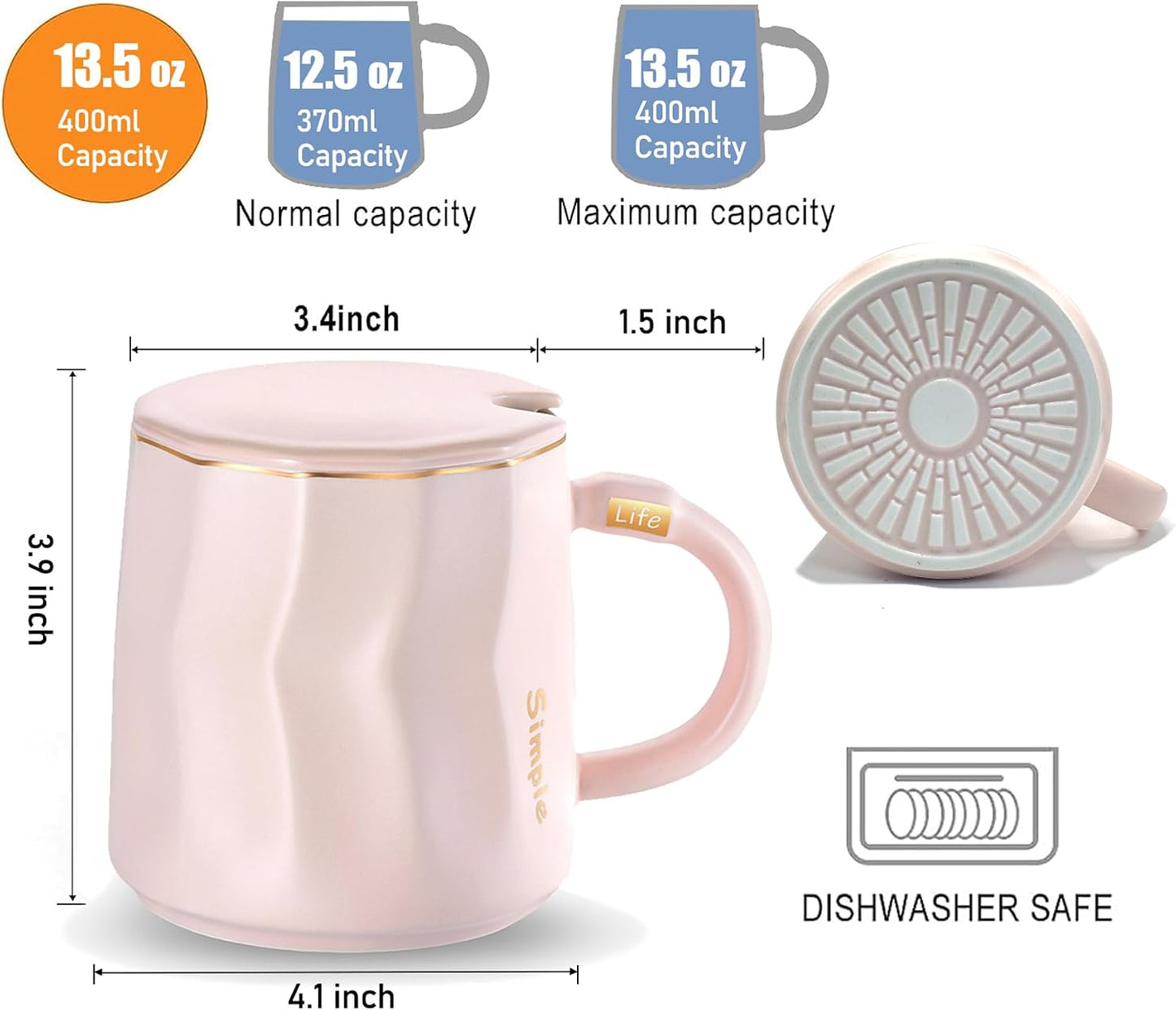 Coffee Mug Warmer Set, Smart Coffee Warmer for Desk Auto Shut Off, Cup Warmer for Office Home Use, 2 Temperature Control Heated, 13.5 oz Flat Bottom Coffee Mug, Gifts for Women, Matte Pink