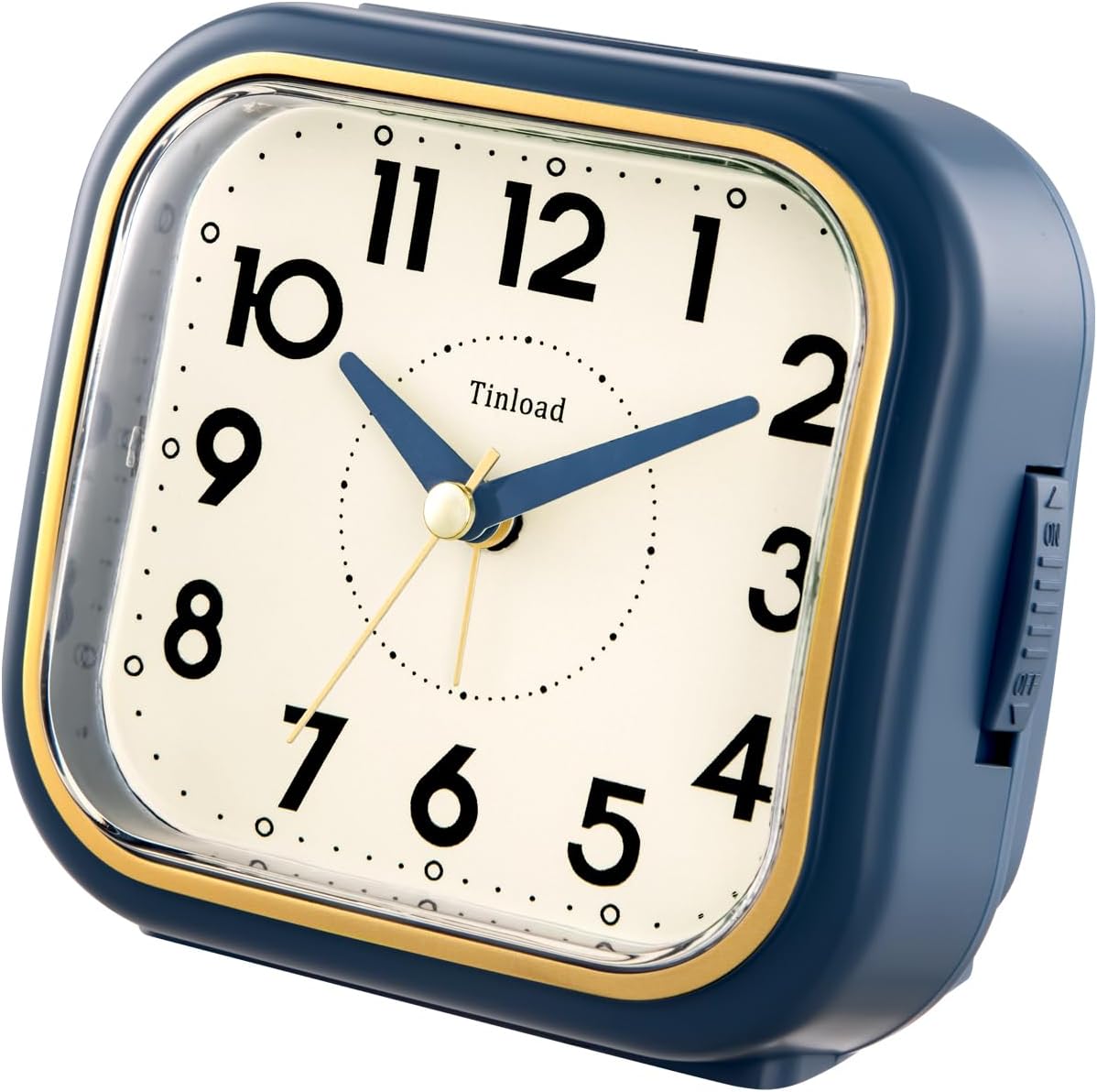 Tinload 4.3" Vintage Retro Analog Alarm Clock, Super Silent Non Ticking Clock with Manual Light, Snooze, Battery Operated, Simply Design, for Living Room, Bedroom, Bedside, Desk(Blue-V2)