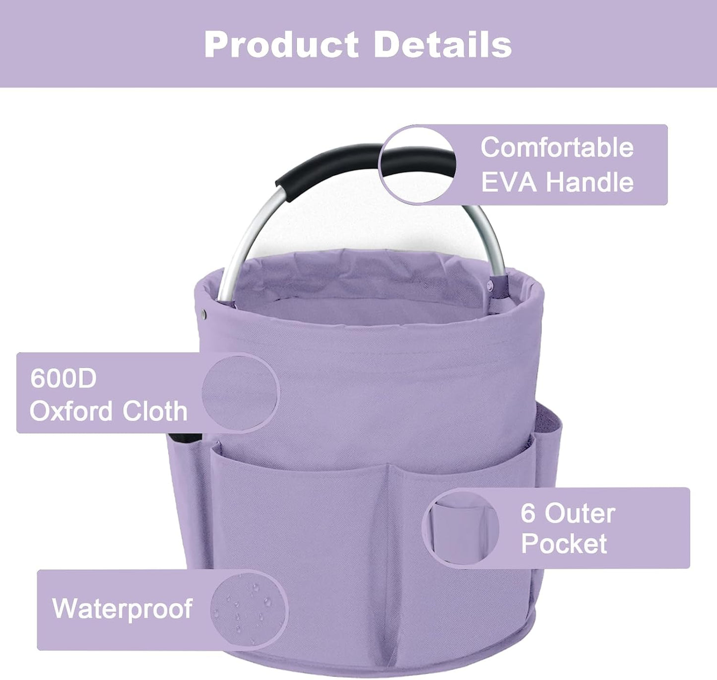 Cleaning Caddy with Handle, Cleaning Products Organiser, 17L Foldable Storage Basket, Cleaning Caddy Organiser, Portable Multi Cleaning Bucket Bag for Home, Garden (Black)