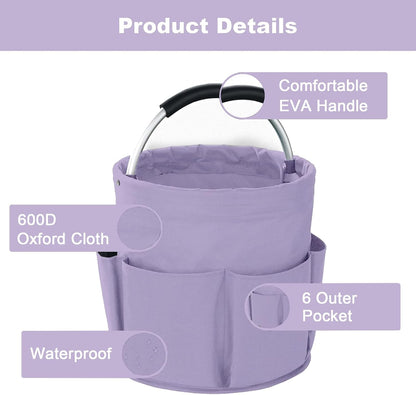 Cleaning Caddy with Handle, Cleaning Products Organiser, 17L Foldable Storage Basket, Cleaning Caddy Organiser, Portable Multi Cleaning Bucket Bag for Home, Garden (Black)