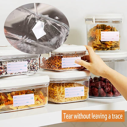 2 Rolls 1000 Pieces Removable Food Labels, 1 x 2 Inch | Date Stickers for Freezer, Refrigerator Food Containers - Easy to Write