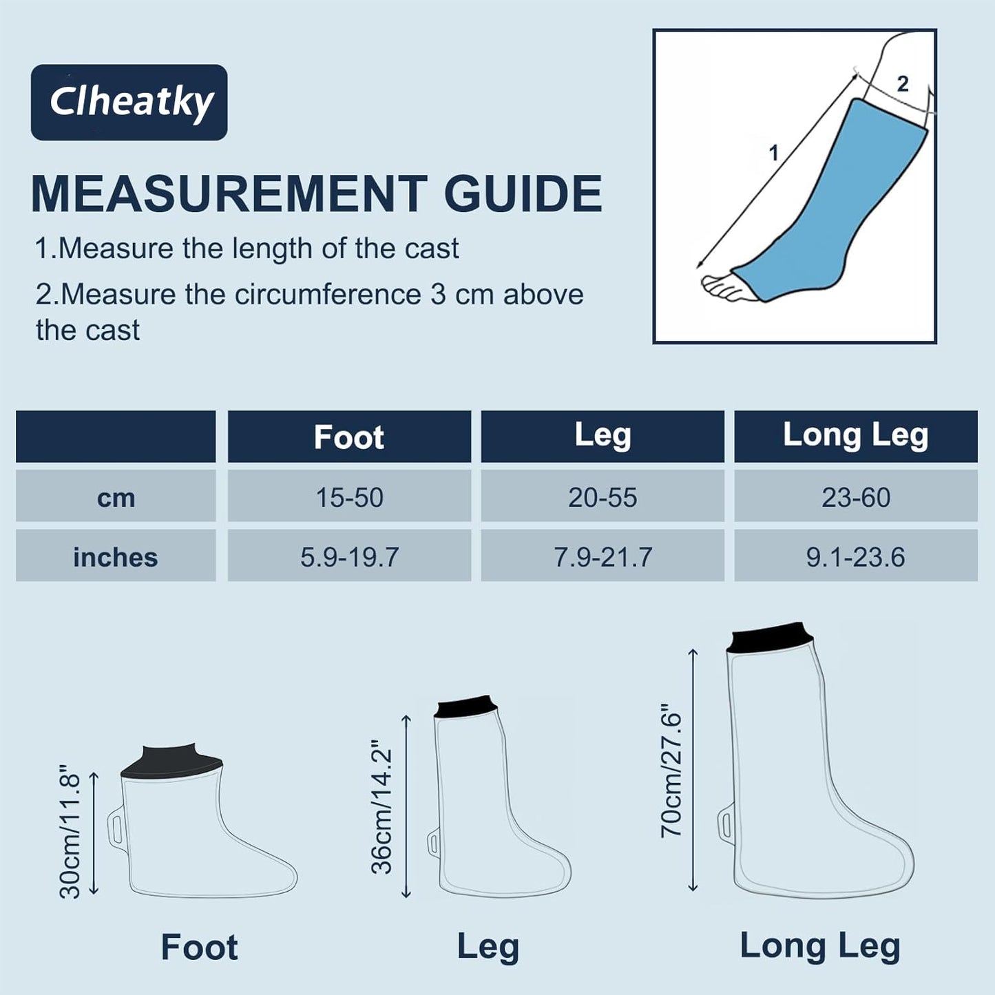 Adult Waterproof Foot Cast Cover, Reusable Watertight Ankle Cast Protector | Durable & Watertight Shower Boot, Reusable Shower Bag for Leg, Soft Comfortable Shower Bag for Post-Surgery Foot Ankle Injury