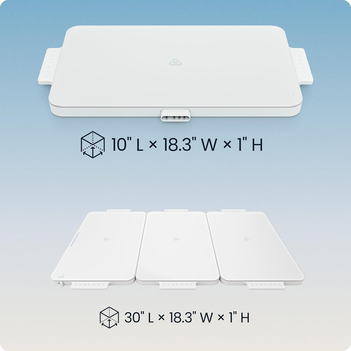 Chefman Everything Warmer Electric Warming Tray, 20” x 16” Modular Expanding Design, Graphene Full-Surface Heating, Food Warming Mat for Parties, Gatherings & Daily Use, Two Tempered Glass Panels