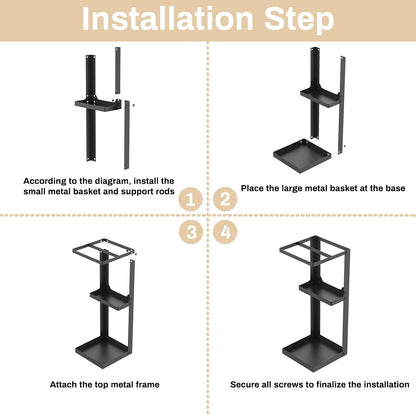 Umbrella Stand, Metal Umbrella Stand Indoor, 20 Inch Umbrella Holder for Entryway, Shelf for use with Small Umbrellas and Bottom Drip Tray for use with