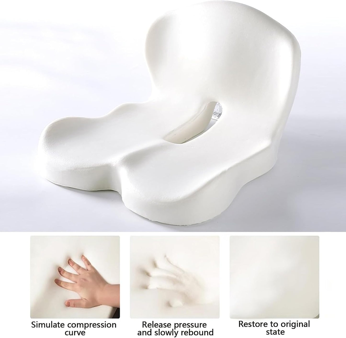 Seat Cushion Memory Foam with Ergonomic L-Shaped Extra Wide Support for Lower Back Relief, Comfort Cushion for Office Chair, Car Seat & Gaming Seat, Helps Sciatica Pain, Posture Improvement (Gray)