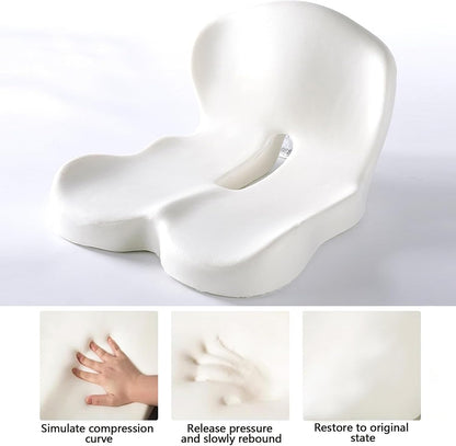 Seat Cushion Memory Foam with Ergonomic L-Shaped Extra Wide Support for Lower Back Relief, Comfort Cushion for Office Chair, Car Seat & Gaming Seat, Helps Sciatica Pain, Posture Improvement (Gray)