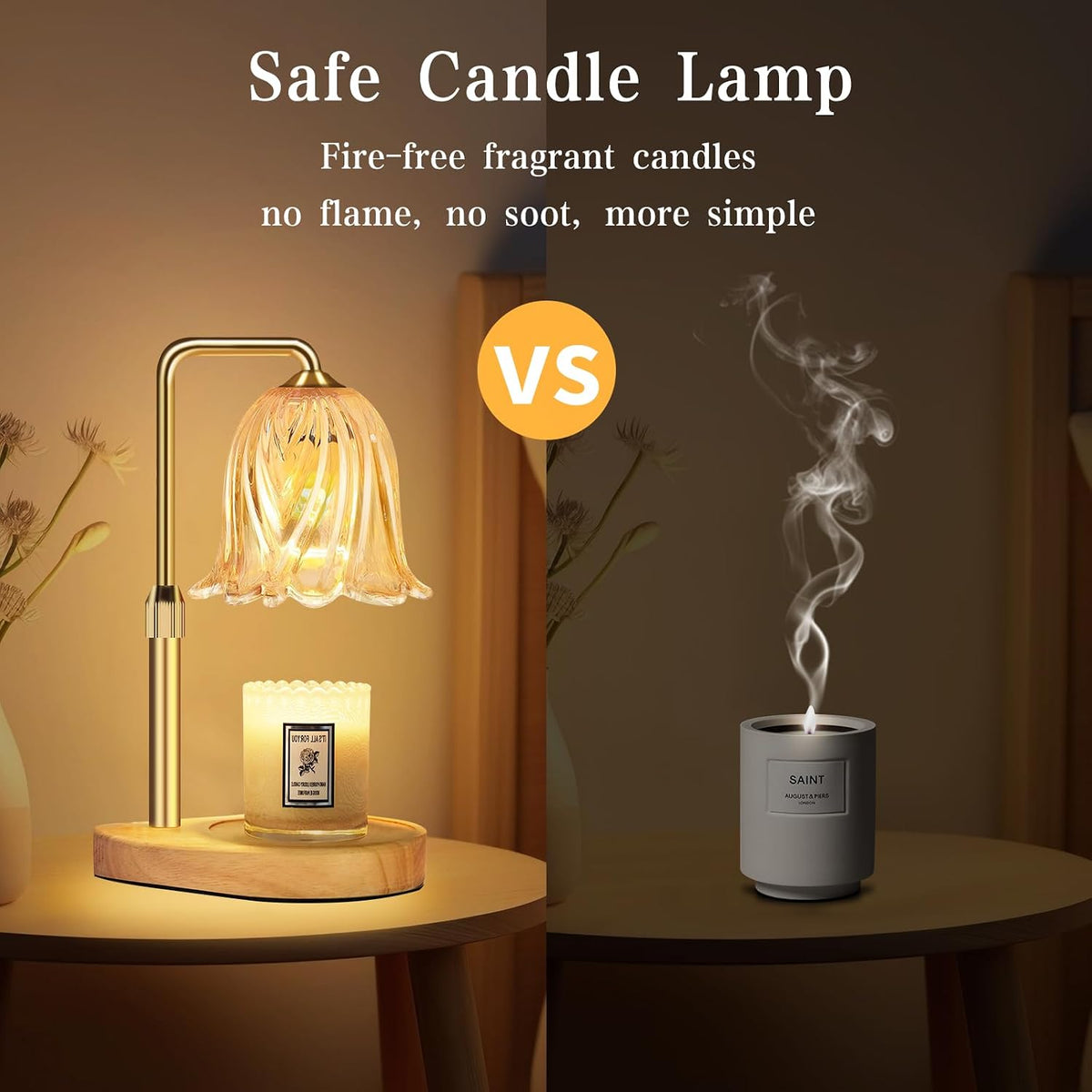 Candle Warmer Lamp with Timer Dimmable: Birthday Gifts for Women Adjustable Height Candles Light Warmers Lamps Gold Crystal Candle Warmer, House Warming Gift New Home Decor, for Women