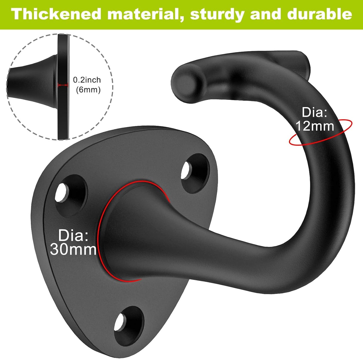 Dog Leash Hooks for Wall Black Dogs Leash Wall Mount Dog Hook for Leashs for Secure and Escape-Proof Hook for Lead Management