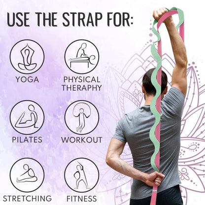 Stretching Strap with 10 Loops for Physical Therapy & Rehab | Non-Elastic Yoga Stretch Band for Hamstring, Leg, Hip & Knee Rehab, Pilates, Flexibility & Mobility Exercises for Men & Women