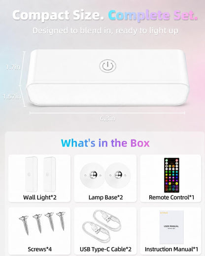 EZVALO Wireless RGB Light Bars, Rechargeable LED Mood Lights with Remote