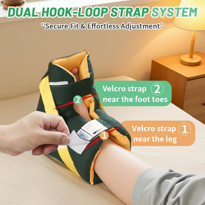 Foot Drop Heel Protector – Ankle Support for Bed Sores, Pressure Relief & Diabetic Care – Adjustable Straps, Breathable, Machine Washable (Dark green, Free Size)