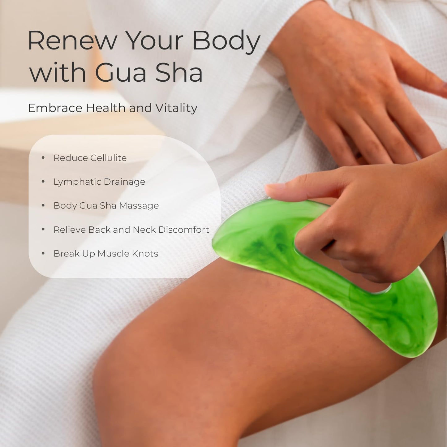 Scienlodic Gua Sha Massage Tool with Handle (Resin) Larger Guasha Scraping Tool for Back Neck Face Leg Massage, Lymphatic Drainage, Cellulite Remove - Large