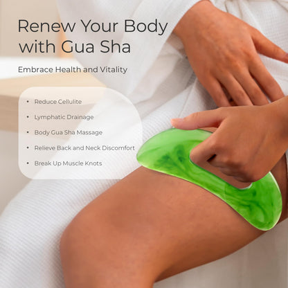 Scienlodic Gua Sha Massage Tool with Handle (Resin) Larger Guasha Scraping Tool for Back Neck Face Leg Massage, Lymphatic Drainage, Cellulite Remove - Large