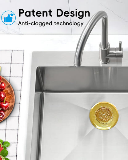 Kitchen Sink Drain Strainer,Patented Reversible Chain Mesh Basket Anti-Clog | Revolutionary Sink Strainer，Easy Clean，Fast Drainage，304 Stainless Steel Rust-Proof，4.4" Large Capacity Food Catcher，Handmade