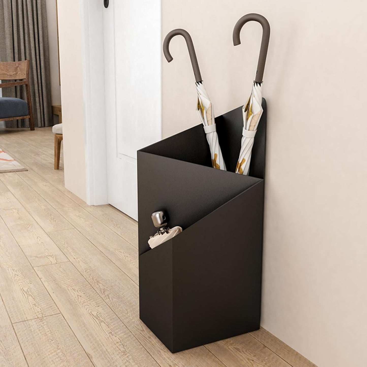 Umbrella Stand, Metal Umbrella Holder for Entryway with Drip Tray, Umbrella Storage Rack,Umbrella Holder Bin,Cane Walking Stick Holder for Home Entryway Office Hotel White