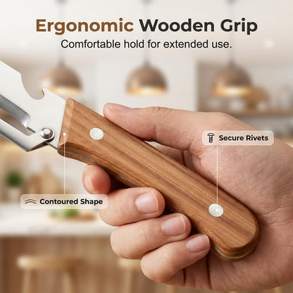Multi-Functional Stainless Steel Thickened Fruit Peeler Knife, 2026 New 3 in 1 Stainless Steel Blade Peeler for Kitchen with Wooden Handle and Bottle Opener for Vegetable & Fruit (MIX, 2PCS)