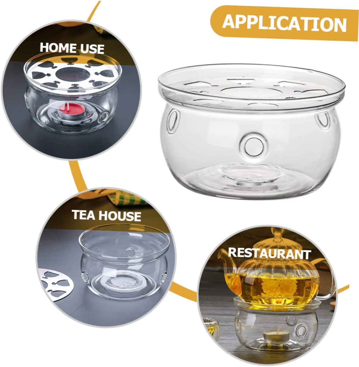 VOSAREA Glass Teapot Warmer Heating Base High Borosilicate Glass Tea Warmer for Home Use Elegant Desktop Teapot Heater Candle Holder for Loose Leaf Tea and