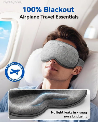 FACEMOON 3D Blackout Weighted Sleep Mask, Airplane Travel & Nurse Essential