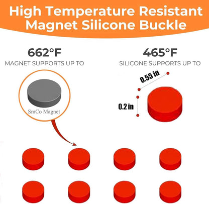 8 Pack Red Silicone Coated Air Fryer Magnets, Small Air Fryer Accessories | Heat Resistant Parchment Paper Holder, Secure Non-Slip Liners & Prevent Burning (Compatible with Most Air Fryers)
