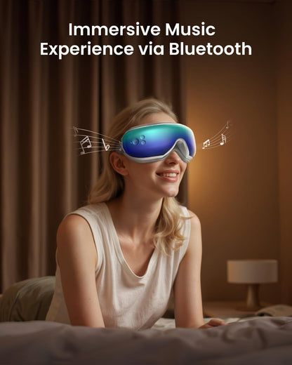 RENPHO Eyeris 1 Eye Massager with Heat, Sleep Mask with Remote Control | Vibration & Compression for Eye Strain and Head Tension, Bluetooth Music, FSA Eligible HSA, Black