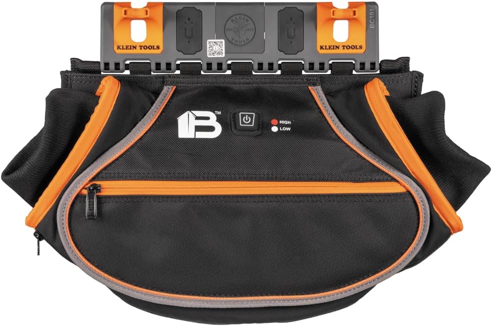 Klein Tools BC101C Rechargeable Hand Warmer, Compatible with Bucket Work Center Rail System Modules, Oversized Pouch for Class 2 Gloves